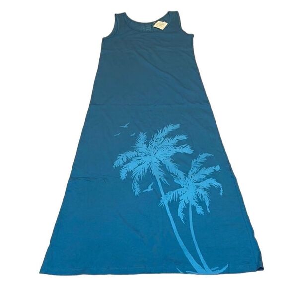 Paint and Cloth Teal beach 🏝 Palm Tree Dress, maxi, aqua - Picture 1 of 6